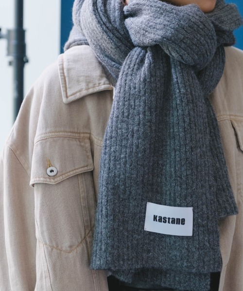 Kastane(カスタネ)の「リブマフラー(マフラー・レディース・アイボリー/グレー/ベージュ・FREE)」の13枚目の写真