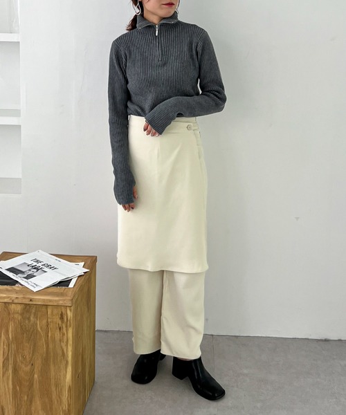 feepur（フェピュール）の「ラップレイヤードスラックス（スラックス・レディース・アイボリー/ネイビー/ブラック・MEDIUM/SMALL）」の4枚目の写真