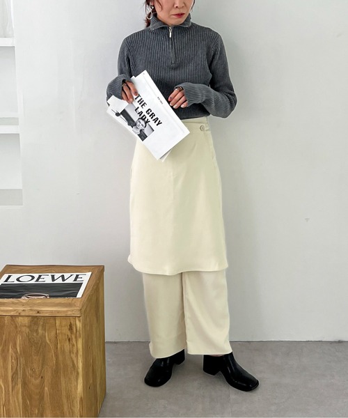 feepur（フェピュール）の「ラップレイヤードスラックス（スラックス・レディース・アイボリー/ネイビー/ブラック・MEDIUM/SMALL）」の7枚目の写真