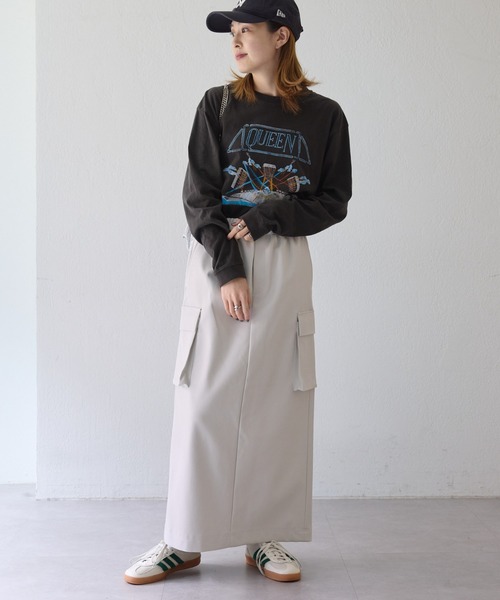 CIAOPANIC TYPY（チャオパニックティピー）の「レザーカーゴイージースカート（スカート・レディース・ブラック/アイボリー/カーキ・ONE SIZE）」の8枚目の写真