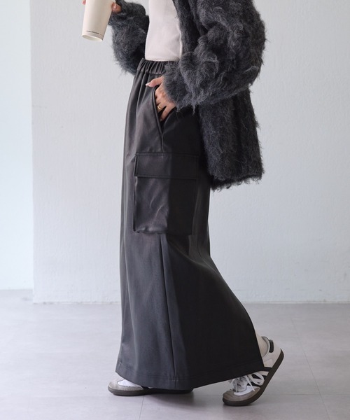 CIAOPANIC TYPY（チャオパニックティピー）の「レザーカーゴイージースカート（スカート・レディース・ブラック/アイボリー/カーキ・ONE SIZE）」の14枚目の写真