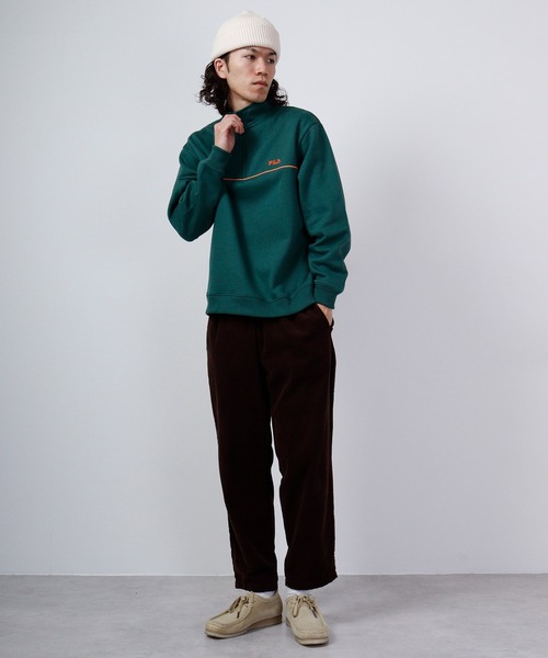 FILA（フィラ）の「FILA 裏起毛パイピングハーフジップ（スウェット・メンズ・グリーン/ネイビー・M/L）」の9枚目の写真