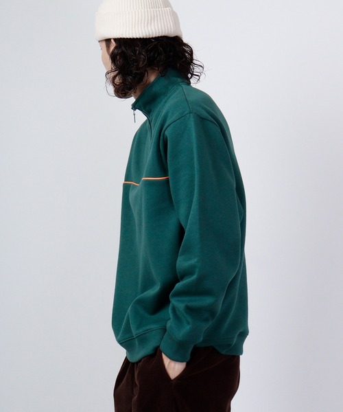 FILA（フィラ）の「FILA 裏起毛パイピングハーフジップ（スウェット・メンズ・グリーン/ネイビー・M/L）」の7枚目の写真