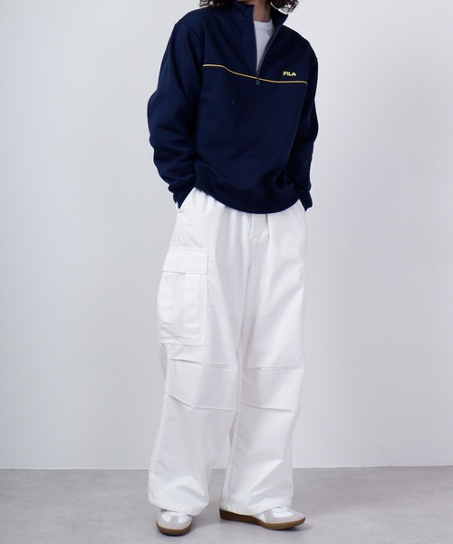 FILA（フィラ）の「FILA 裏起毛パイピングハーフジップ（スウェット・メンズ・グリーン/ネイビー・M/L）」の14枚目の写真