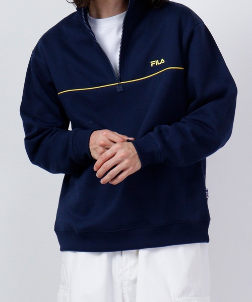 FILA（フィラ）の「FILA 裏起毛パイピングハーフジップ（スウェット・メンズ・グリーン/ネイビー・M/L）」の10枚目の写真