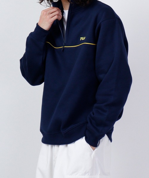 FILA（フィラ）の「FILA 裏起毛パイピングハーフジップ（スウェット・メンズ・グリーン/ネイビー・M/L）」の11枚目の写真