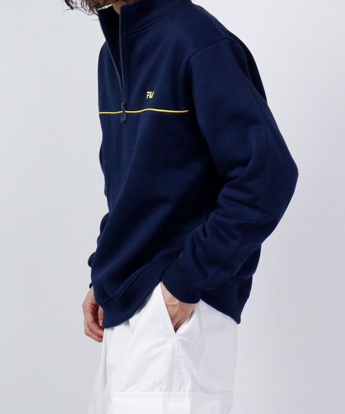 FILA（フィラ）の「FILA 裏起毛パイピングハーフジップ（スウェット・メンズ・グリーン/ネイビー・M/L）」の12枚目の写真