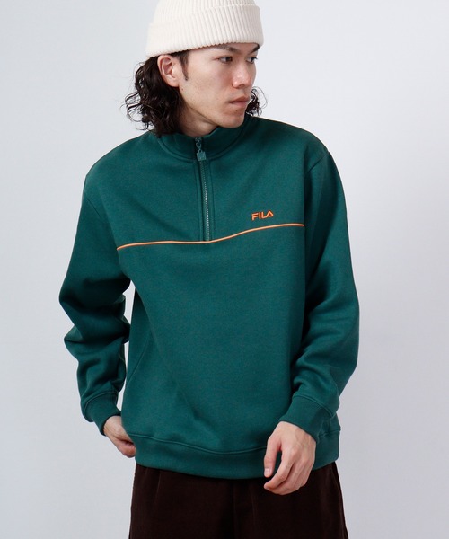 FILA（フィラ）の「FILA 裏起毛パイピングハーフジップ（スウェット・メンズ・グリーン/ネイビー・M/L）」の6枚目の写真