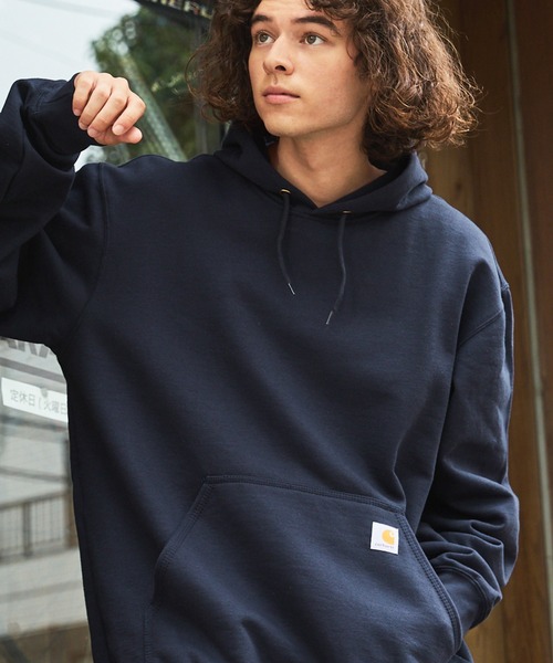 Carhartt（カーハート）の「Carhartt /ルーズフィットミッドウエイトプルパーカー（パーカー・メンズ・ブラック/ネイビー/オレンジ/チャコールグレー/ライトグレー系1/ブラック系1/イエロー/ヘザーグレー・XL/L/S/M）」の7枚目の写真