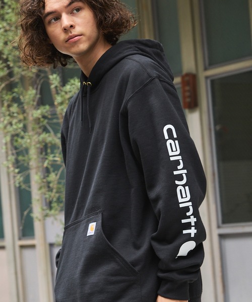 Carhartt（カーハート）の「Carhartt /ルーズフィットミッドウエイトプルパーカー（パーカー・メンズ・ブラック/ネイビー/オレンジ/チャコールグレー/ライトグレー系1/ブラック系1/イエロー/ヘザーグレー・XL/L/S/M）」の17枚目の写真