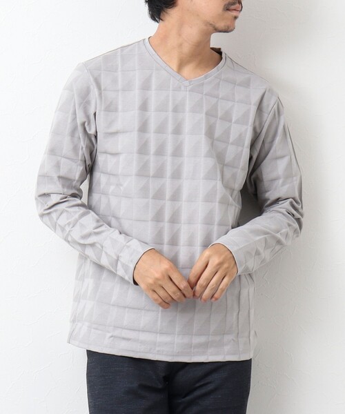 Stutostein Nolley's（シュテットシュタインノーリーズ）の「幾何学リンクス長袖Tシャツ（Tシャツ/カットソー・メンズ・チャコールグレー/ホワイト/ライトグレー/ライトブルー・L/M/S/XL）」の3枚目の写真