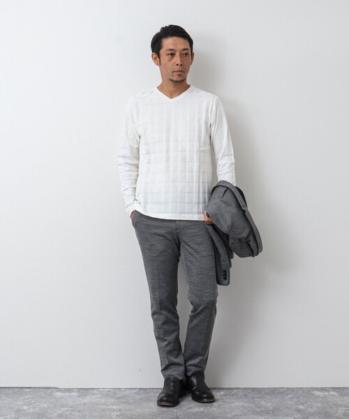 Stutostein Nolley's（シュテットシュタインノーリーズ）の「幾何学リンクス長袖Tシャツ（Tシャツ/カットソー・メンズ・チャコールグレー/ホワイト/ライトグレー/ライトブルー・L/M/S/XL）」の5枚目の写真