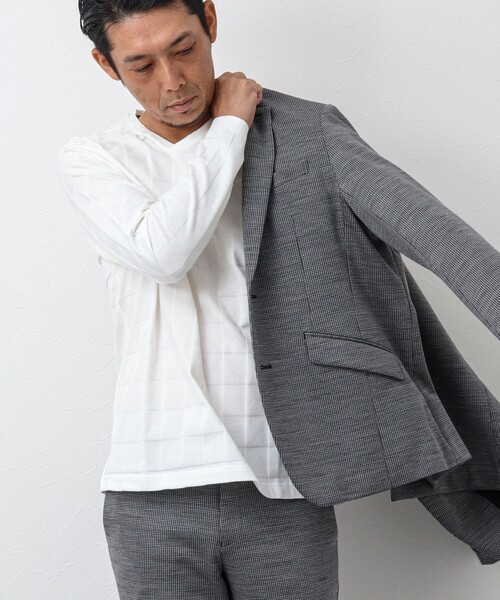 Stutostein Nolley's（シュテットシュタインノーリーズ）の「幾何学リンクス長袖Tシャツ（Tシャツ/カットソー・メンズ・チャコールグレー/ホワイト/ライトグレー/ライトブルー・L/M/S/XL）」の7枚目の写真