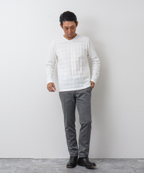 Stutostein Nolley's（シュテットシュタインノーリーズ）の「幾何学リンクス長袖Tシャツ（Tシャツ/カットソー・メンズ・チャコールグレー/ホワイト/ライトグレー/ライトブルー・L/M/S/XL）」の12枚目の写真