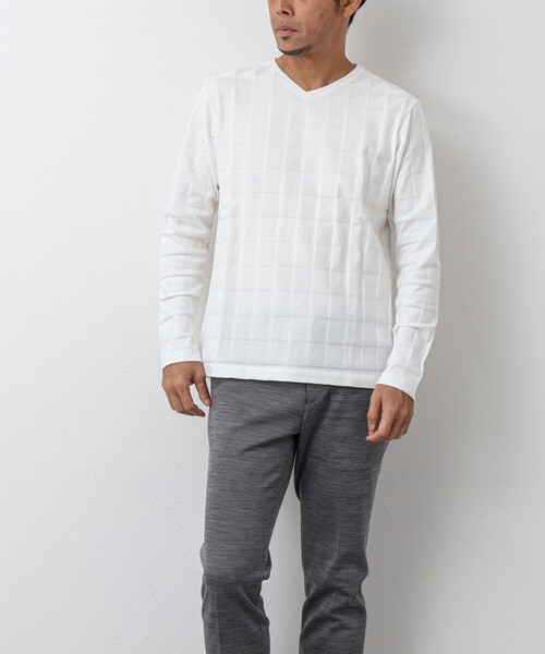 Stutostein Nolley's（シュテットシュタインノーリーズ）の「幾何学リンクス長袖Tシャツ（Tシャツ/カットソー・メンズ・チャコールグレー/ホワイト/ライトグレー/ライトブルー・L/M/S/XL）」の13枚目の写真