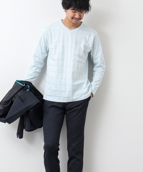 Stutostein Nolley's（シュテットシュタインノーリーズ）の「幾何学リンクス長袖Tシャツ（Tシャツ/カットソー・メンズ・チャコールグレー/ホワイト/ライトグレー/ライトブルー・L/M/S/XL）」の22枚目の写真