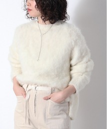 リングシャギークルーネックニット