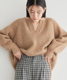 ミックスヤーンカフタンニットプルオーバー