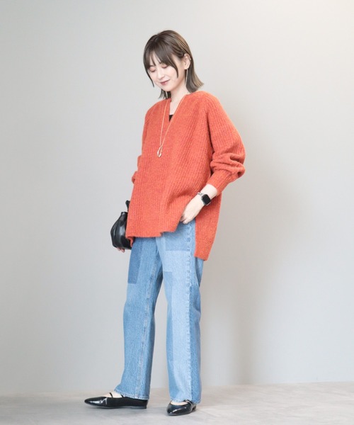 AMERICAN HOLIC（アメリカンホリック）の「ミックスヤーンカフタンニットプルオーバー（ニット/セーター・レディース・イエロー/ダークグレー/レッド/ベージュ/パープル・L/M）」の14枚目の写真