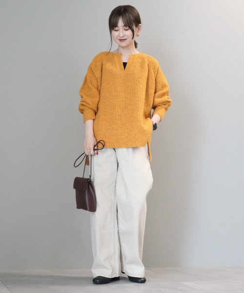 AMERICAN HOLIC（アメリカンホリック）の「ミックスヤーンカフタンニットプルオーバー（ニット/セーター・レディース・イエロー/ダークグレー/レッド/ベージュ/パープル・L/M）」の11枚目の写真