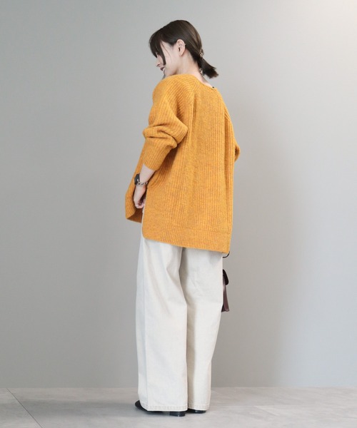 AMERICAN HOLIC（アメリカンホリック）の「ミックスヤーンカフタンニットプルオーバー（ニット/セーター・レディース・イエロー/ダークグレー/レッド/ベージュ/パープル・L/M）」の12枚目の写真