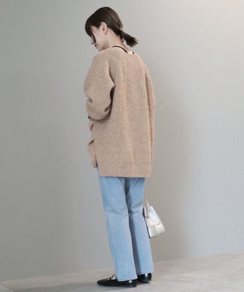 AMERICAN HOLIC（アメリカンホリック）の「ミックスヤーンカフタンニットプルオーバー（ニット/セーター・レディース・イエロー/ダークグレー/レッド/ベージュ/パープル・L/M）」の8枚目の写真