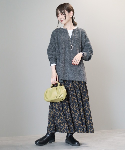 AMERICAN HOLIC（アメリカンホリック）の「ミックスヤーンカフタンニットプルオーバー（ニット/セーター・レディース・イエロー/ダークグレー/レッド/ベージュ/パープル・L/M）」の19枚目の写真