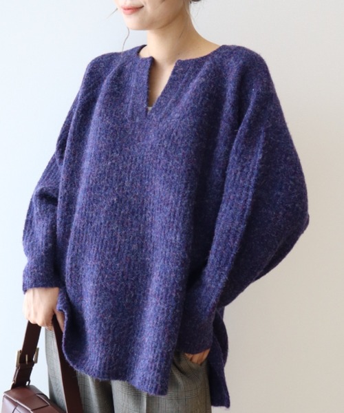 AMERICAN HOLIC（アメリカンホリック）の「ミックスヤーンカフタンニットプルオーバー（ニット/セーター・レディース・イエロー/ダークグレー/レッド/ベージュ/パープル・L/M）」の16枚目の写真