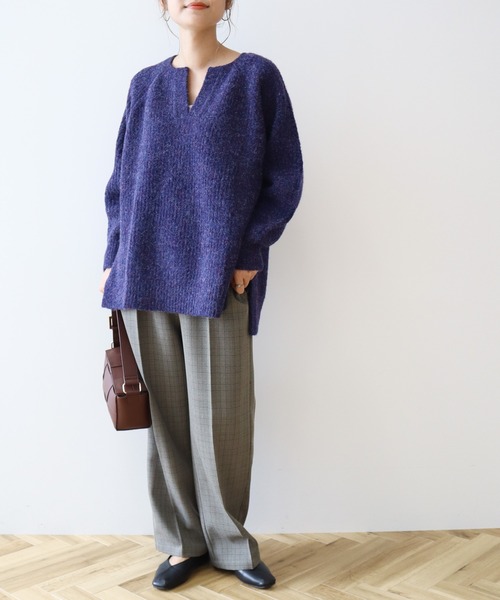 AMERICAN HOLIC（アメリカンホリック）の「ミックスヤーンカフタンニットプルオーバー（ニット/セーター・レディース・イエロー/ダークグレー/レッド/ベージュ/パープル・L/M）」の21枚目の写真