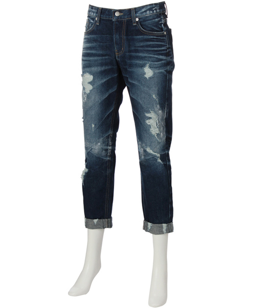 GUILD PRIME（ギルドプライム）の「【GUILD PRIME】WOMENS ダメージデニム（デニムパンツ・レディース・インディゴブルー・36/34）」の5枚目の写真