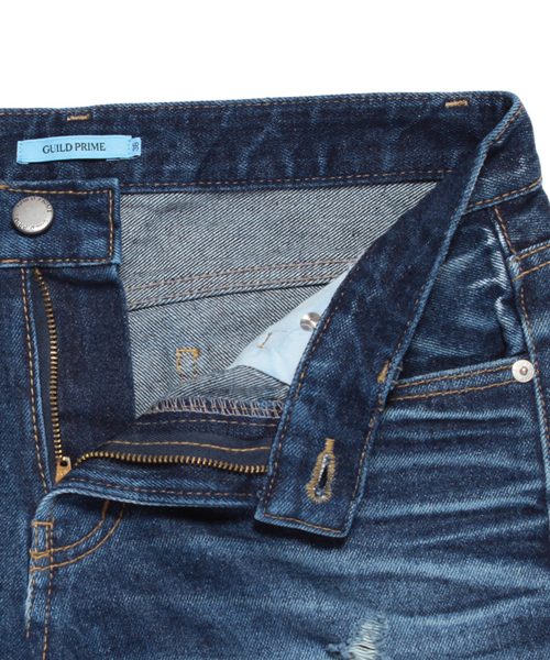 GUILD PRIME（ギルドプライム）の「【GUILD PRIME】WOMENS ダメージデニム（デニムパンツ・レディース・インディゴブルー・36/34）」の3枚目の写真