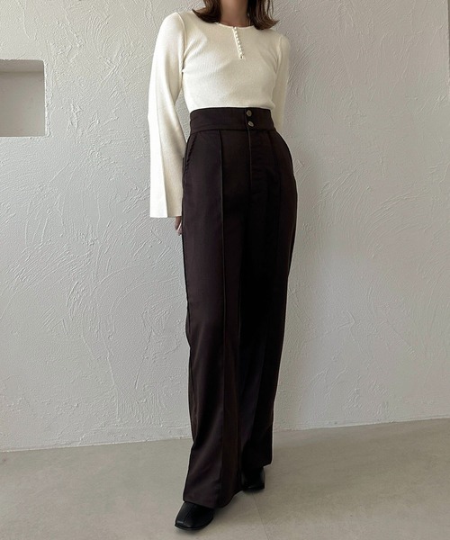apres jour clair(アプレジュールクレア)の「【apres jour clair】パールボタンリブニット【ZOZOTOWN限定アイテム】(ニット/セーター・レディース・アイボリー/ラベンダー/グレー/ブラック・フリー/X-LARGE)」の6枚目の写真