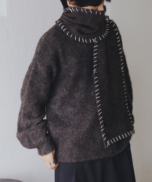 epnok（エプノック）の「ブークレメランジステッチニットマフラー（マフラー・メンズ・ブルー/カーキ/ブラウン・FREE）」の5枚目の写真