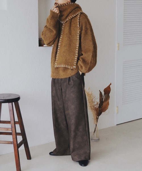 epnok（エプノック）の「ブークレメランジステッチニットマフラー（マフラー・メンズ・ブルー/カーキ/ブラウン・FREE）」の14枚目の写真