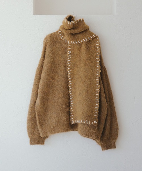 epnok（エプノック）の「ブークレメランジステッチニットマフラー（マフラー・メンズ・ブルー/カーキ/ブラウン・FREE）」の15枚目の写真