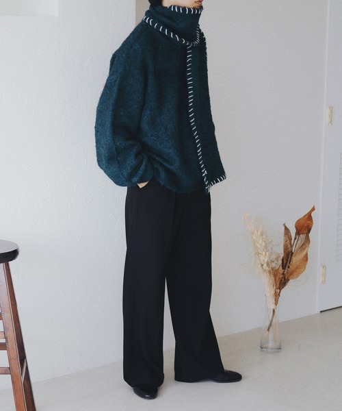 epnok（エプノック）の「ブークレメランジステッチニットマフラー（マフラー・メンズ・ブルー/カーキ/ブラウン・FREE）」の19枚目の写真