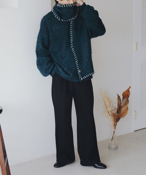 epnok（エプノック）の「ブークレメランジステッチニットマフラー（マフラー・メンズ・ブルー/カーキ/ブラウン・FREE）」の18枚目の写真