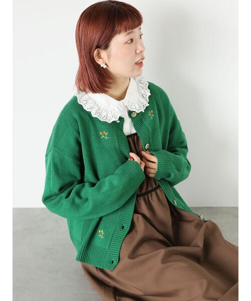 ehka sopo（エヘカソポ）の「スクエア刺繍カーディガン（カーディガン