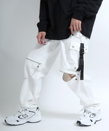 Salong hameu | チェーン＆ジップ使いワイドカーゴパンツ メンズ レディース/サブカル系/病み系/量産系ファッション(カーゴパンツ)