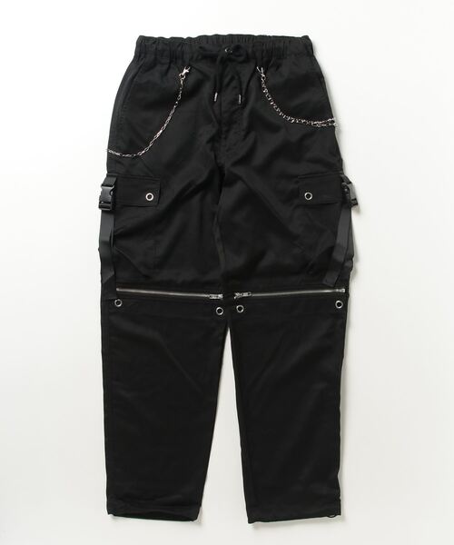 Salong hameu（サロン ハミュー）の「チェーン＆ジップ使いワイドカーゴパンツ メンズ レディース/サブカル系/病み系/量産系ファッション（カーゴパンツ・メンズ・ブラック/ホワイト・M/L）」の7枚目の写真