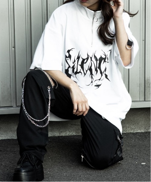 Salong hameu（サロン ハミュー）の「チェーン＆ジップ使いワイドカーゴパンツ メンズ レディース/サブカル系/病み系/量産系ファッション（カーゴパンツ・メンズ・ブラック/ホワイト・M/L）」の15枚目の写真