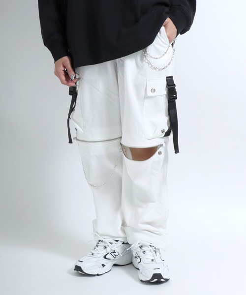 Salong hameu（サロン ハミュー）の「チェーン＆ジップ使いワイドカーゴパンツ メンズ レディース/サブカル系/病み系/量産系ファッション（カーゴパンツ・メンズ・ブラック/ホワイト・M/L）」の22枚目の写真
