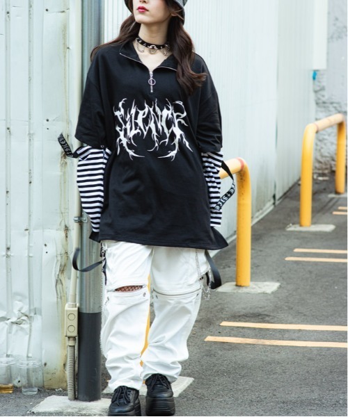 Salong hameu（サロン ハミュー）の「チェーン＆ジップ使いワイドカーゴパンツ メンズ レディース/サブカル系/病み系/量産系ファッション（カーゴパンツ・メンズ・ブラック/ホワイト・M/L）」の10枚目の写真