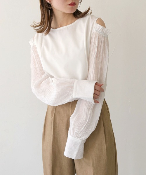 CLEIO(クレイオ)の「【CLEIO】袖ボリューム肩開きバックリボンブラウス/SLEEVE VOLUME BLOUSE/980-11614(シャツ/ブラウス・レディース・ブラック/ホワイト・FREE)」の8枚目の写真