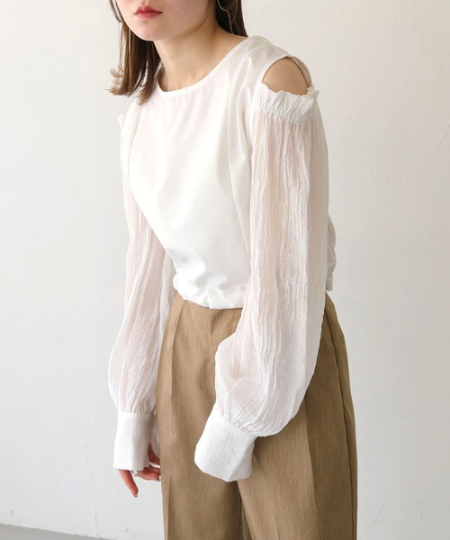 CLEIO(クレイオ)の「【CLEIO】袖ボリューム肩開きバックリボンブラウス/SLEEVE VOLUME BLOUSE/980-11614(シャツ/ブラウス・レディース・ブラック/ホワイト・FREE)」の7枚目の写真
