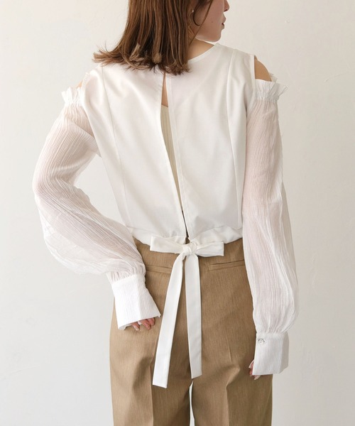 CLEIO(クレイオ)の「【CLEIO】袖ボリューム肩開きバックリボンブラウス/SLEEVE VOLUME BLOUSE/980-11614(シャツ/ブラウス・レディース・ブラック/ホワイト・FREE)」の13枚目の写真