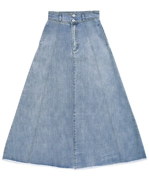 select MOCA(セレクトモカ)の「スラブデニムロングフレアスカート(デニムスカート・レディース・ライトブルー/インディゴブルー・LARGE/MEDIUM)」の20枚目の写真