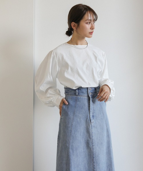 スラブデニムロングフレアスカート（デニムスカート）｜select MOCA