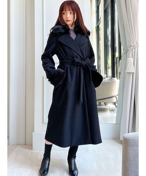 RESEXXY（リゼクシー）の「レディファーコート（チェスターコート・レディース・ブラック/アイボリー・MEDIUM/SMALL）」の10枚目の写真