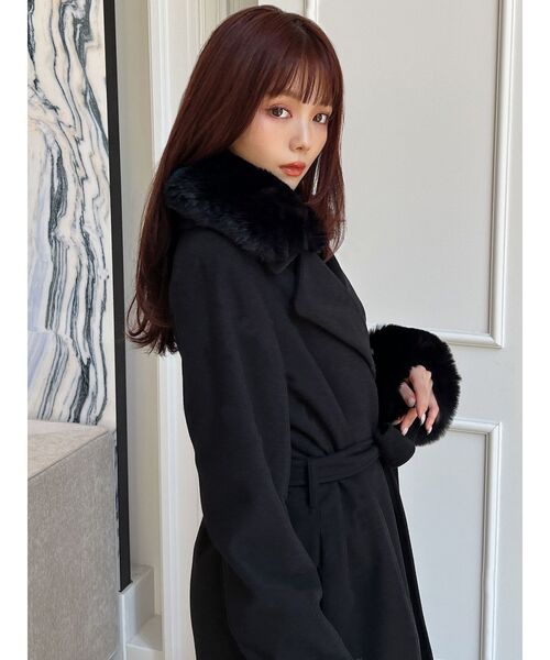 RESEXXY（リゼクシー）の「レディファーコート（チェスターコート・レディース・ブラック/アイボリー・MEDIUM/SMALL）」の14枚目の写真